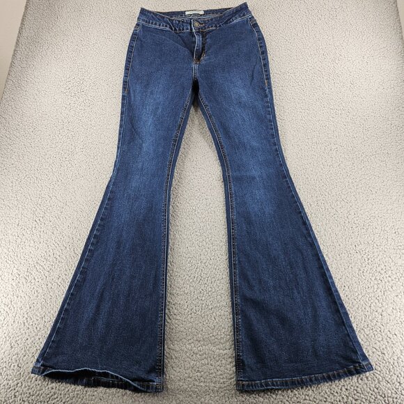 Rock & Roll Cowgirl Jeans Women 26x32 (28x31) Blue Bargain Button Flare Wide Leg - Picture 1 of 16